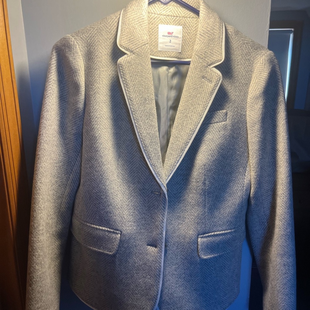 Vineyard Vines Cream Herringbone Jacket